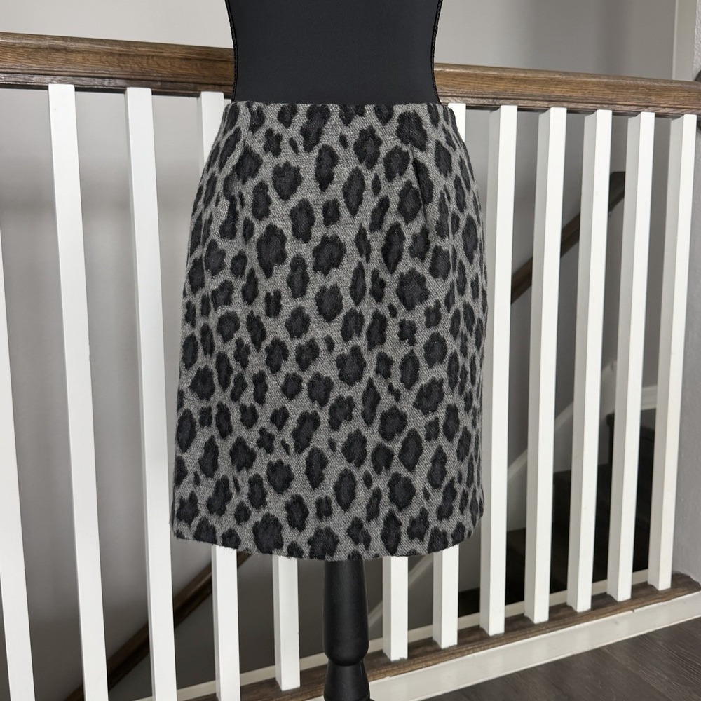 Anayi Wool Blend Leopard Print Skirt US Smal lQuiet Luxury Old Money Academia